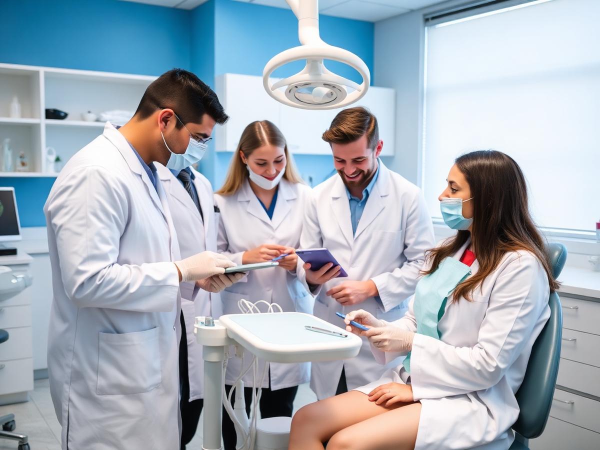 Equipe odontológica em atendimento